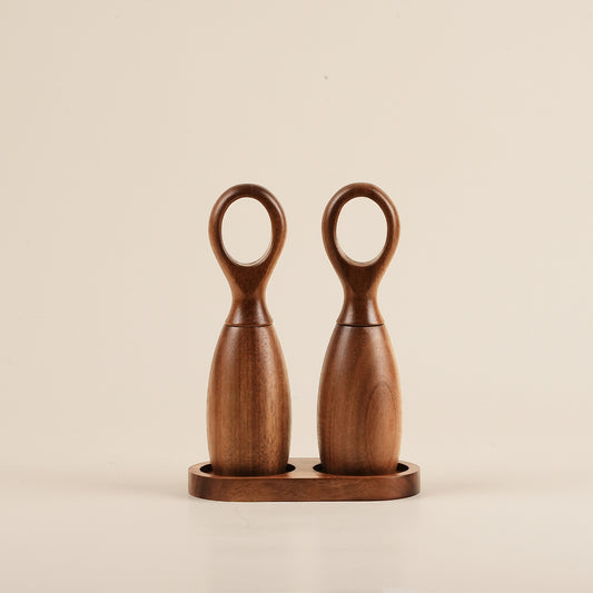 7-inch Acacia Wood Salt & Pepper Grinder Set
