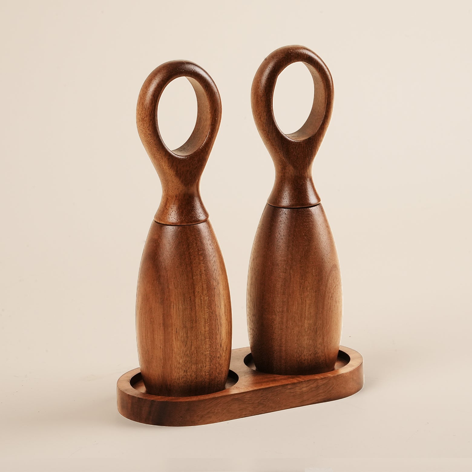 7-inch Acacia Wood Salt & Pepper Grinder Set