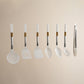 Elegant 9 Pcs White Kitchen Utensil Set with Gold Accent
